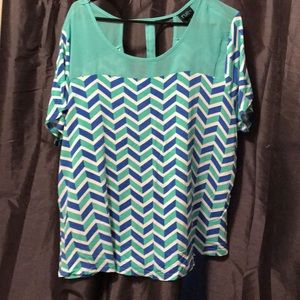 Chiffon top cage back tee, 3x